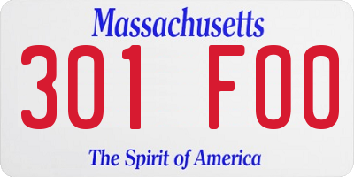 MA license plate 301FO0