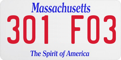 MA license plate 301FO3