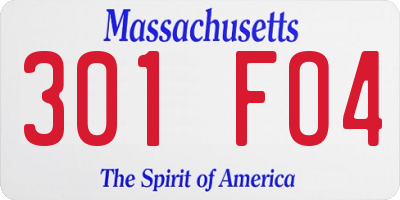 MA license plate 301FO4