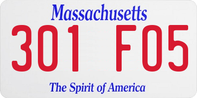 MA license plate 301FO5