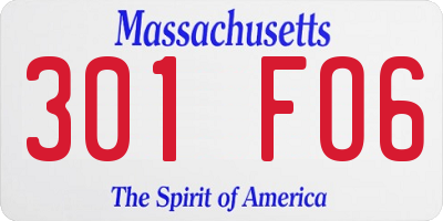MA license plate 301FO6