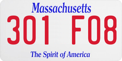 MA license plate 301FO8