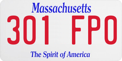 MA license plate 301FP0