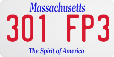MA license plate 301FP3