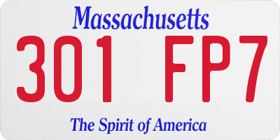 MA license plate 301FP7