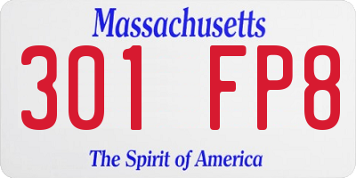 MA license plate 301FP8
