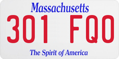 MA license plate 301FQ0