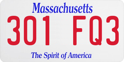 MA license plate 301FQ3