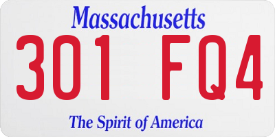 MA license plate 301FQ4