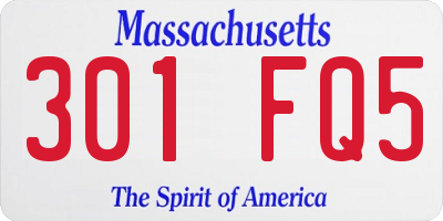 MA license plate 301FQ5