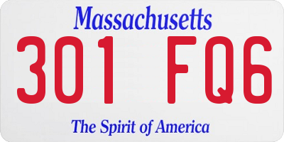 MA license plate 301FQ6