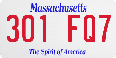 MA license plate 301FQ7
