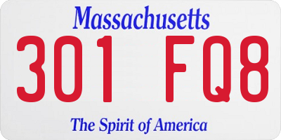MA license plate 301FQ8