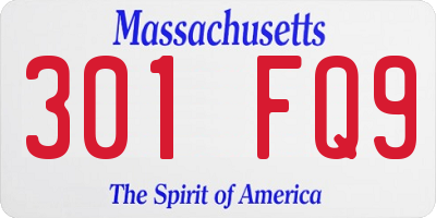 MA license plate 301FQ9