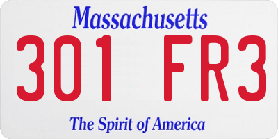 MA license plate 301FR3
