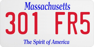 MA license plate 301FR5
