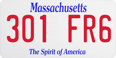 MA license plate 301FR6