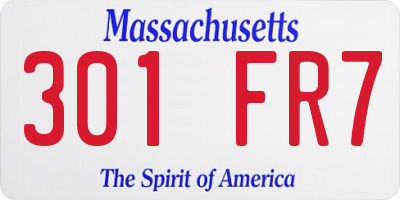 MA license plate 301FR7