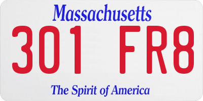 MA license plate 301FR8