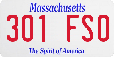 MA license plate 301FS0