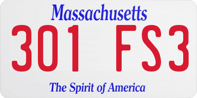 MA license plate 301FS3