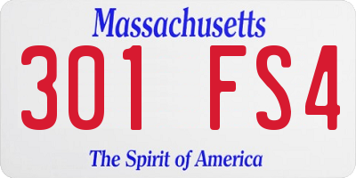 MA license plate 301FS4