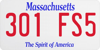 MA license plate 301FS5