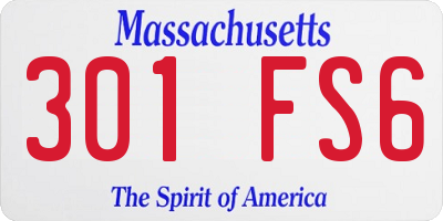 MA license plate 301FS6