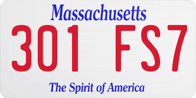 MA license plate 301FS7