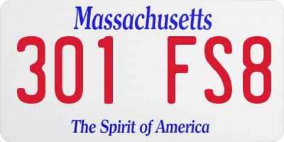 MA license plate 301FS8