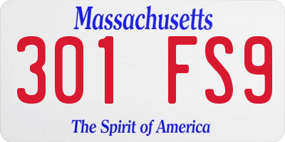 MA license plate 301FS9