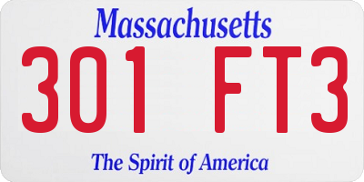 MA license plate 301FT3