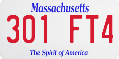 MA license plate 301FT4