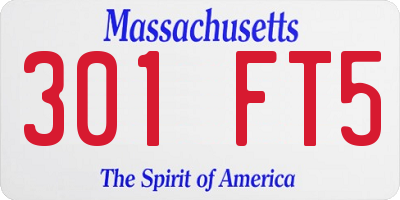 MA license plate 301FT5