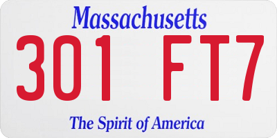 MA license plate 301FT7