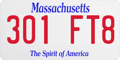 MA license plate 301FT8
