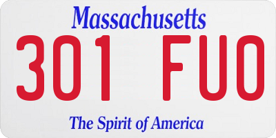 MA license plate 301FU0