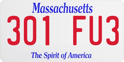 MA license plate 301FU3