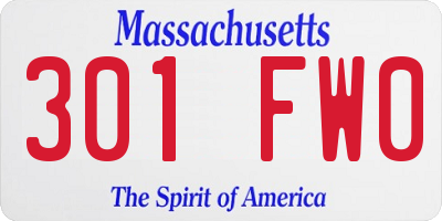 MA license plate 301FW0