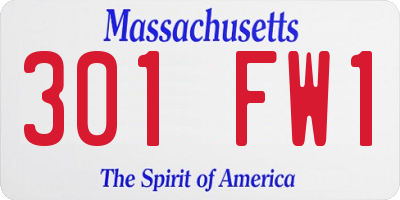 MA license plate 301FW1