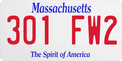 MA license plate 301FW2