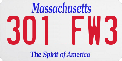 MA license plate 301FW3