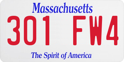 MA license plate 301FW4