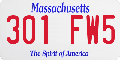 MA license plate 301FW5