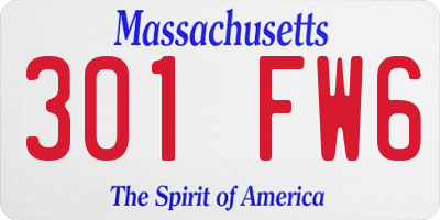 MA license plate 301FW6