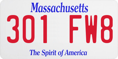 MA license plate 301FW8