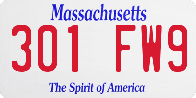 MA license plate 301FW9