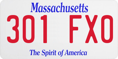 MA license plate 301FX0