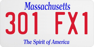 MA license plate 301FX1