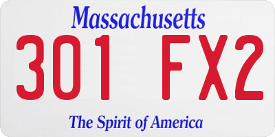 MA license plate 301FX2